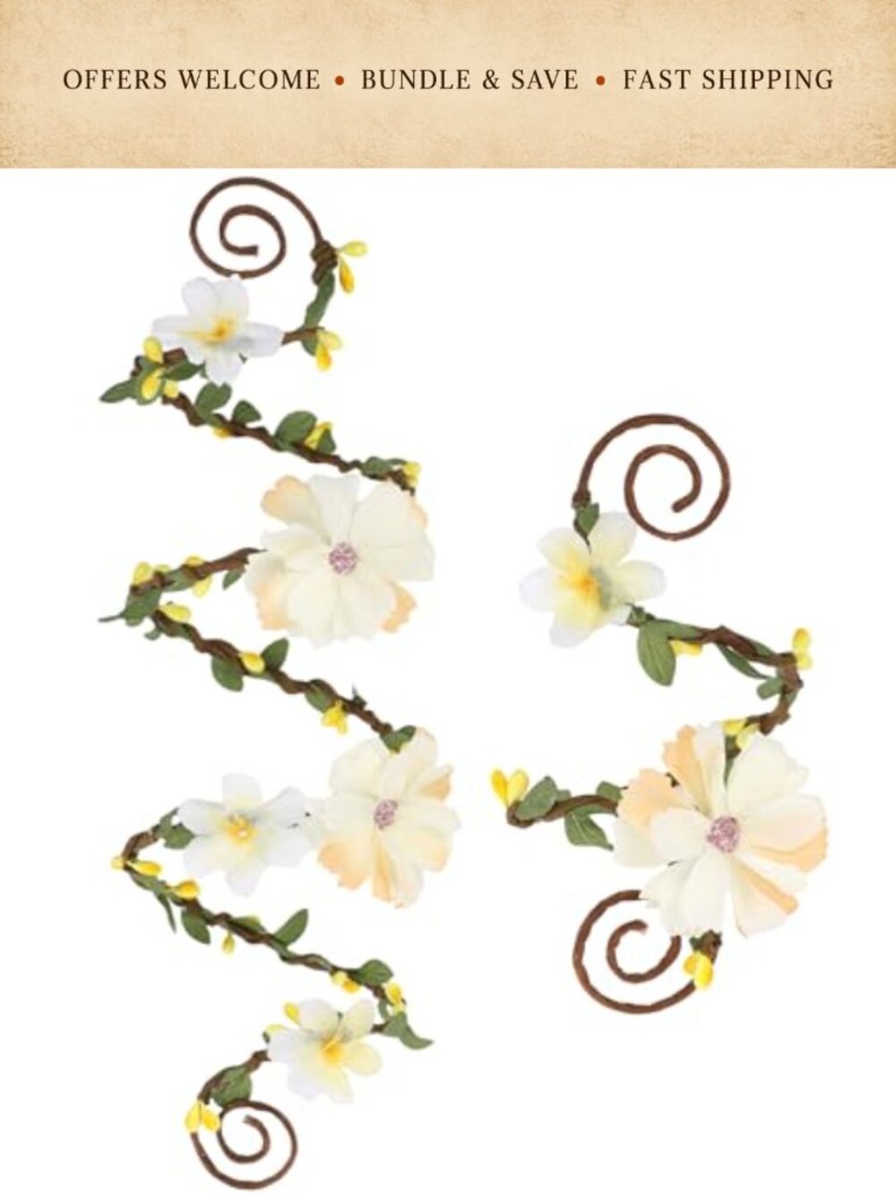 Fairy Arm Wrap 2 Pcs Daisy Flower Wrist Cuff Set Renaissance Costume